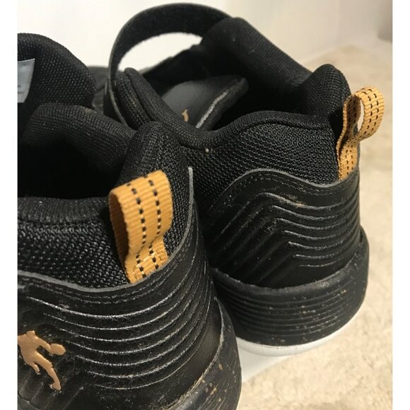 AND1 Size 6 Boys Basketball Shoes Black Gold Mid Top Hook & Loop - Picture 10 of 13